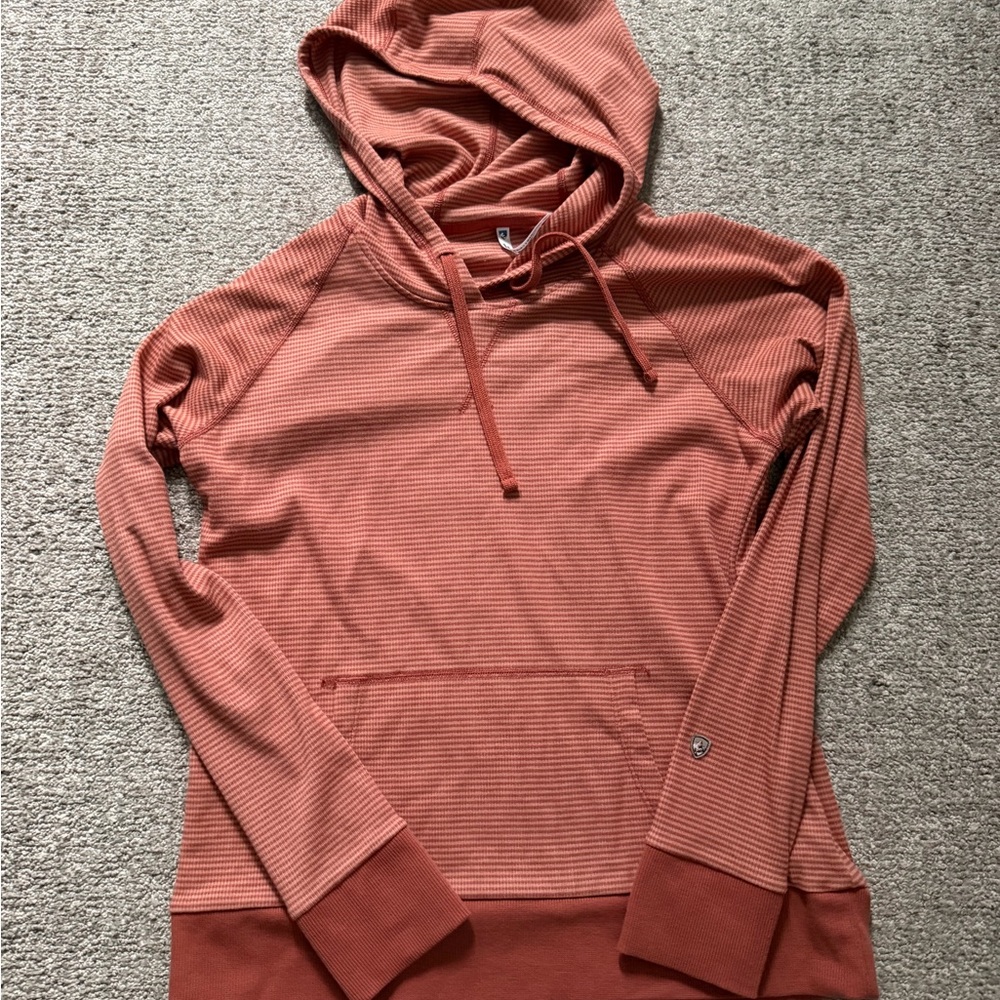 KÜHL Women's Stria Pullover Hoody in a striped red design